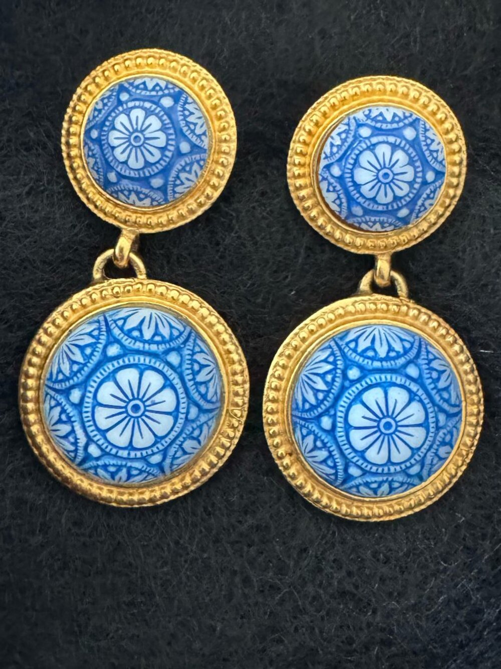 Ben-Amun 24k Gold Plated Floral Mosaic Drop Earrings
